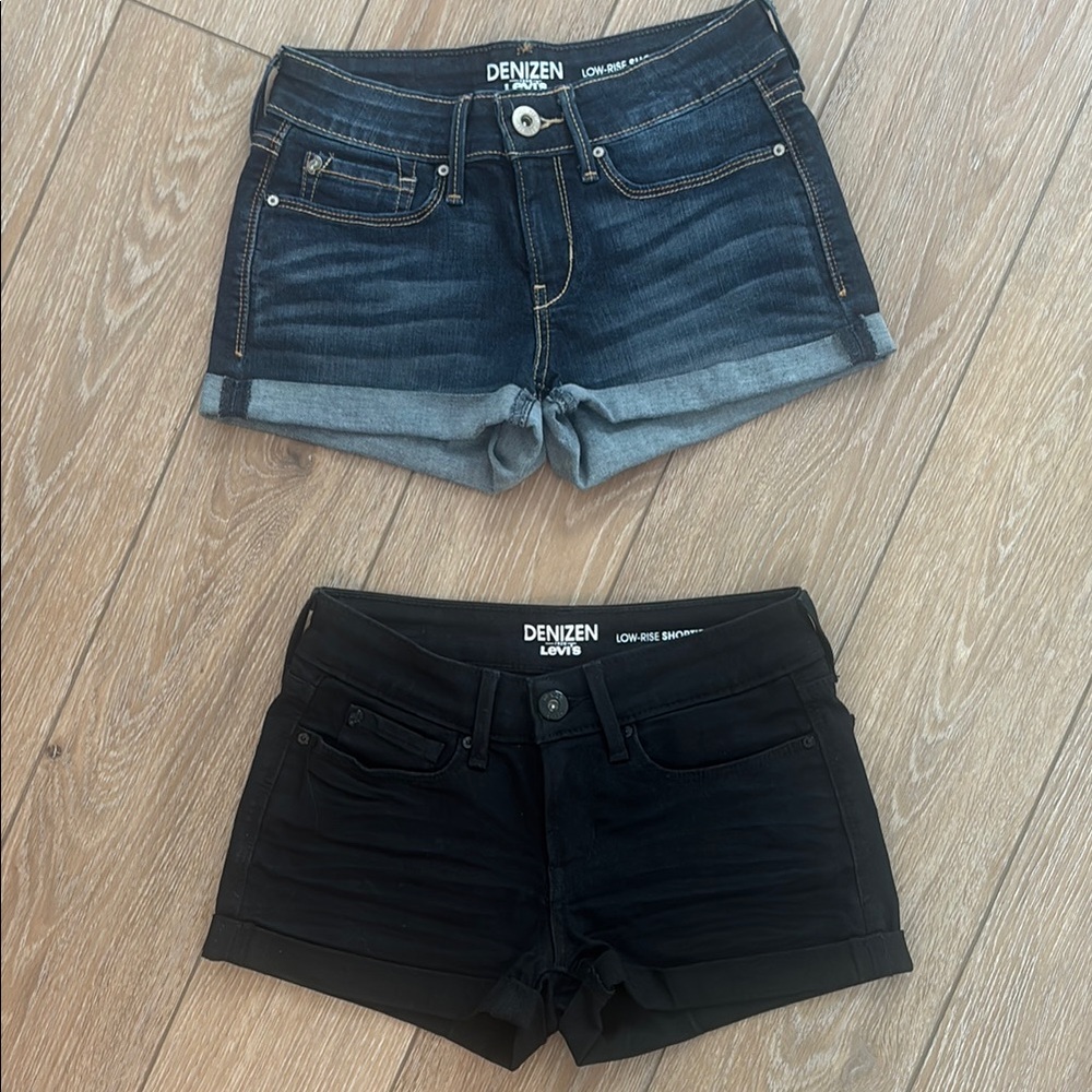 Denizen from Levi's Jean Shorts Blue and Black with Rolled Hems